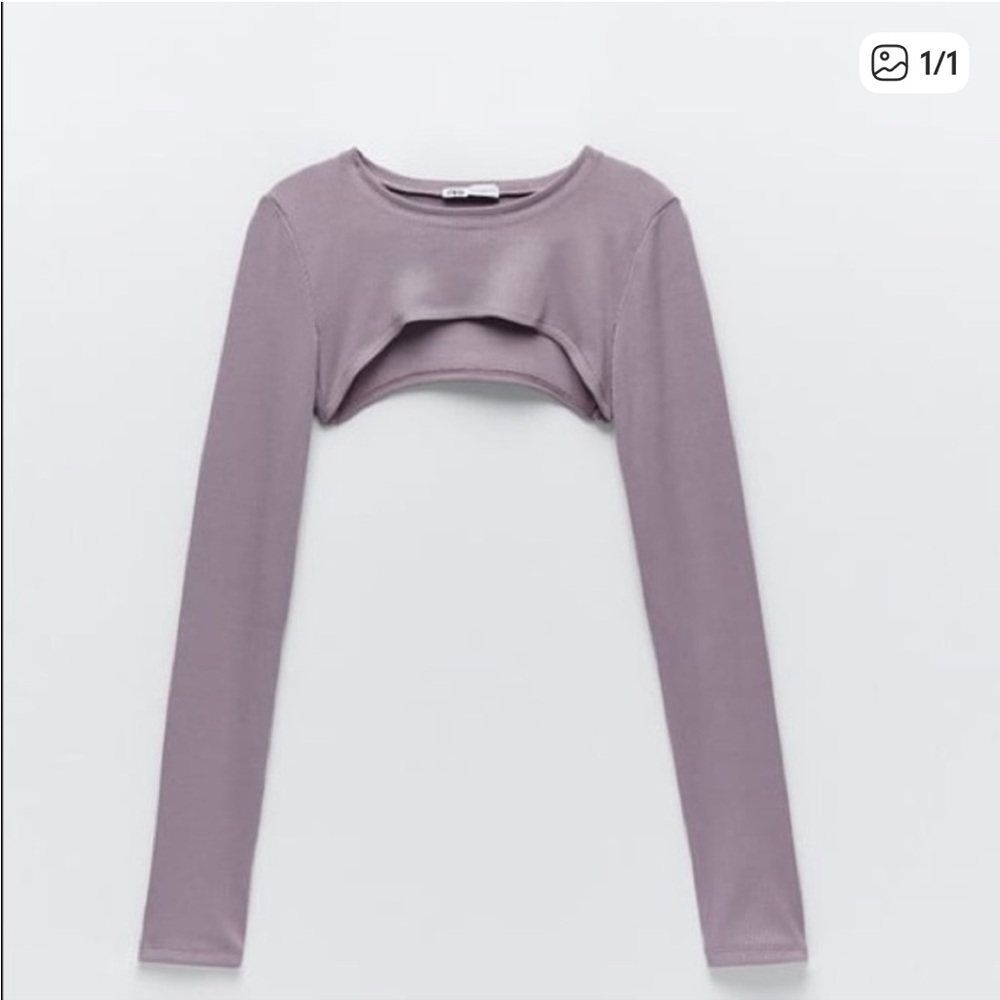 ZARA purple long sleeve cropped bolero pullover top